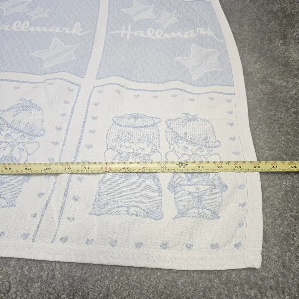 Hallmark Precious Moments Checkered Oversized Beach Towel Blue White 67 x 40 in